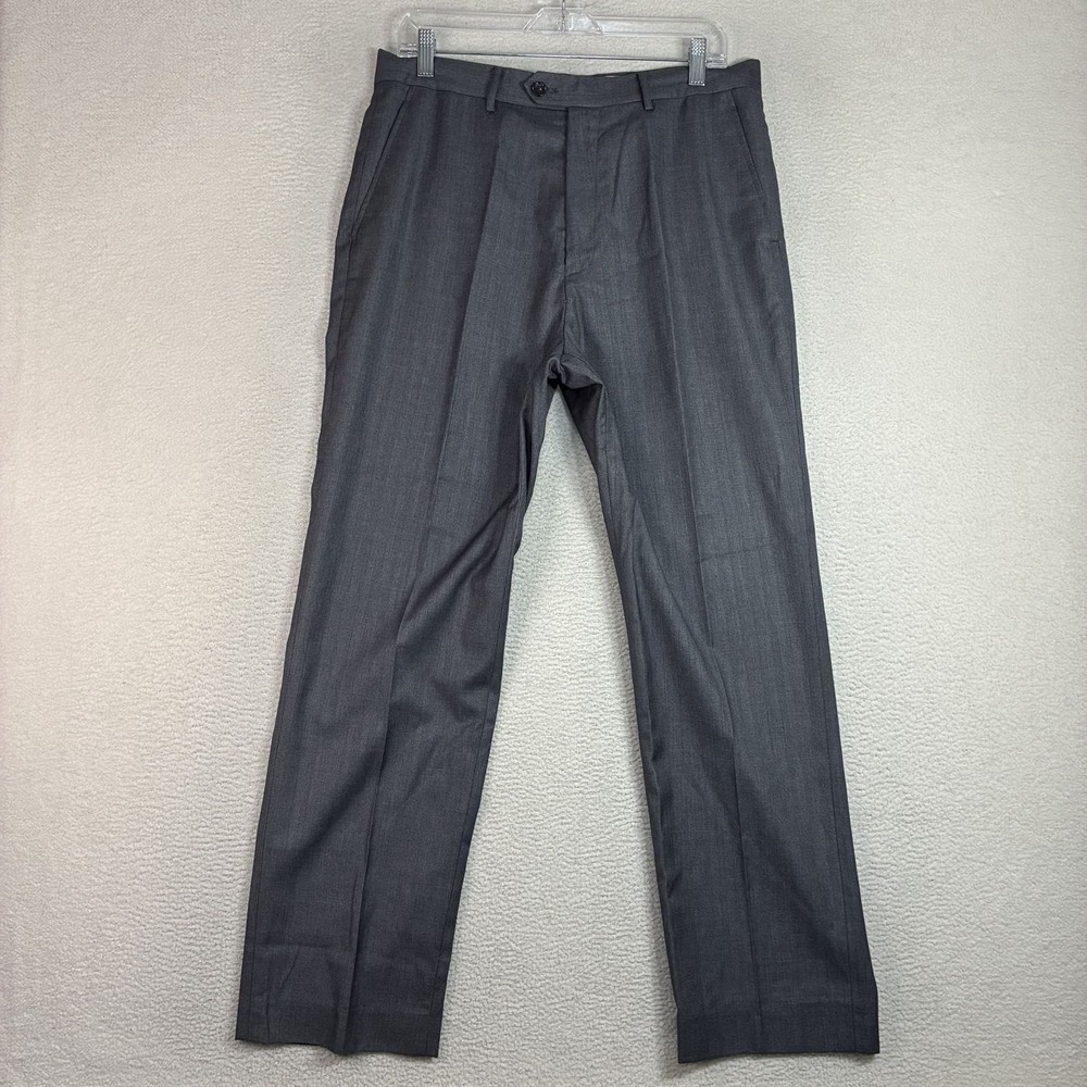 Vintage Giorgio Armani Wool Dress Pants Men 34x29 Gray Flat Front Business 90s
